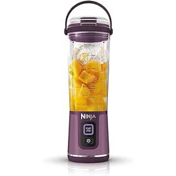 Ninja Blast BC151UKPR pārnēsājams blenderis, 530 ml, necaurlaidīgs vāks un dzeršanas snīpis, jaudīgs bezvadu mini blenderis, uzlādējams, pārnēsājami smūtiji, proteīna kokteiļi, ledus un