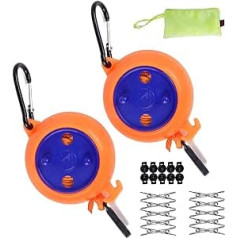 2 x Retractable Camping Washing Line, 8 m, Portable Travel Washing Line, Outdoor Washing Line, Camping for Bathroom, Laundry Room, Garden or Travel, Camping Gadgets