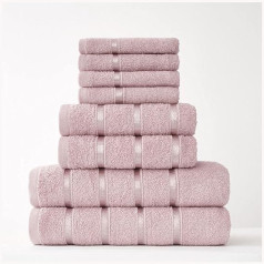 8 Piece Towel Set - Egyptian Cotton | Face Towel | Hand Towel | Bath Towel | - Quick Drying & Highly Absorbent Towels Blush Pink - Washable Towels for Bathroom
