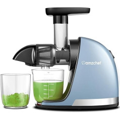 AMZCHEF Juicer Vegetable and Fruit - Juicer Slow Juicer with Reverse Chewing Function - Delicate Chopping without Filters - Electric Juicer with Brush and 2 Cups - Blue