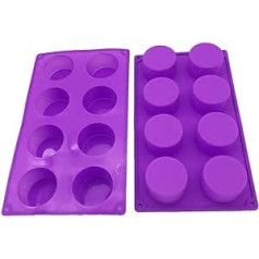 2pcs 8 Cavity Round Silicone Soap Mold Cake Bread Cupcake Cheesecake Corn Bread Muffin Brownie and More