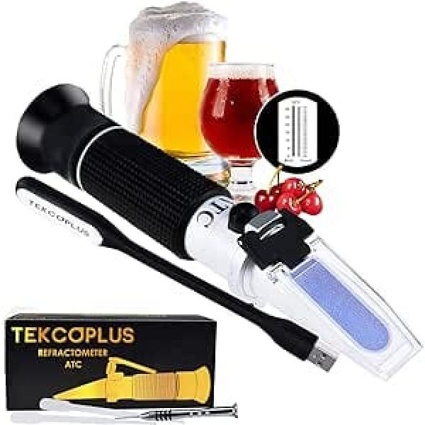 TEKCOPLUS Brix Bierwürze & Weinrefraktometer ATC Doppelskala SG WORT für die Weinherstellung