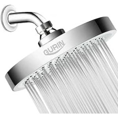 Gurin Shower Head High Pressure Rain Shower Head Luxury Bathroom Chrome Finish Adjustable Angle Anti Clog Silicone Nozzles California 1.8GMP