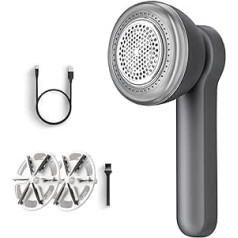Bobble Remover for Clothes - Electric Lint Remover, Fabric Shaver for Clothes, Rechargeable Clothing Debobbler with 2 Replacement Shaver Heads, Defuzzer for Clothes (Grey)