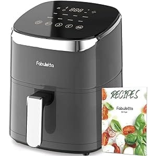 Fabuletta Hot Air Fryer 4L, 1680W Hot Air Oven, Max 230°C Hot Air Fryer, Digital LED Touch Screen Air Fryer, Rapid Air and Fat Removal Technology, 9 Programmes, Shake Mode, Quiet