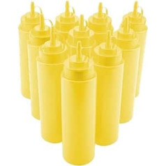 720 ml Pack of 10 Plastic Spray Bottle Easy with Squeeze Soy Sauce Vinegar No BPA Kitchen Water Dispenser (Yellow)
