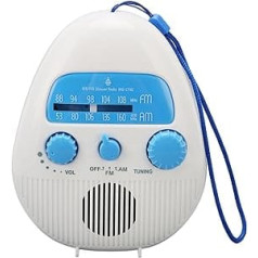 AM FM Shower Radio Portable Waterproof AM FM Radio Battery Operated with Adjustable Volume for Bathroom Outdoor Kitchen