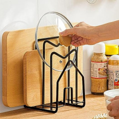 LINFIDITE Chopping Board Rack, Chopping Board Organiser Stand Holder Pot Pan Lid Holder for Kitchen Worktop Black