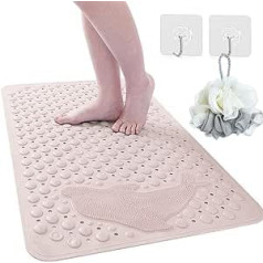 4-Piece Shower Mat, Non-Slip Shower Mat, Premium Shower Mat, Mildew Resistant, Antibacterial, Can Be Massaged, Machine Washable Bath Mats (Khaki, 35 x 70 cm)