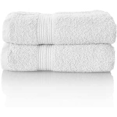 ALCLEAR Premium Terry Towel Set, Terry Towel Series in 6 Colours and 5 Sizes, Colour: White, 2 x Hand Towels 50 x 100 cm