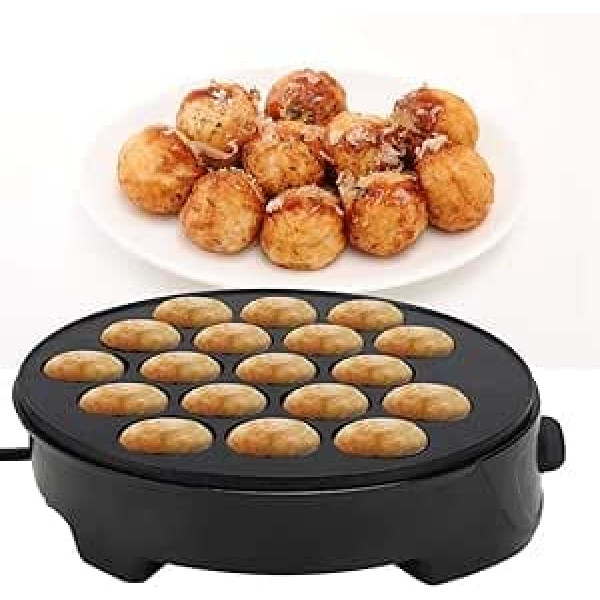 Haushalts-Takoyaki-Maschine, 750 W Langlebige Edelstahl-Oktopus-Ball-Mini-elektrische Backform, Antihaftbeschichtet, Große Kapazität, Frühstücksmaschine (EU 220V)