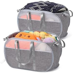 Aceshop Foldable Laundry Baskets, Pack of 2, 75L Pop-up Laundry Basket, Foldable Large with 4 Reinforced Handles, Pop-up Foldable Laundry Baskets for Laundry Room, Bathroom, Children's Room (Grey)