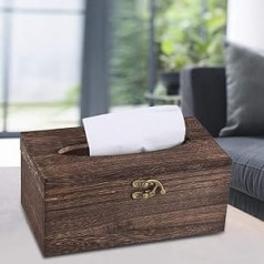1 x Useful Wooden Retro Tissue Box Paper Napkin Holder Case Home Office Car Decor for Home (Rectangular)