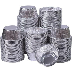 Große Aluminium-Muffinförmchen (9 cm), 150 Stück, Einweg-Aluminiumfolie, Muffinförmchen, 130 ml, geeignet für Cupcake, Eierkuchen, Creme Brulee, Suflē