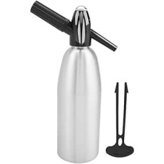 Soda Bottle, Professional Alloy Siphon Seltzer Siphon with Pressure Regulator for Juice, Drinks, Cocktail, 1L Silver