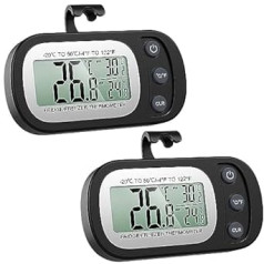 Lotvic 2 Pack Fridge Thermometers, Digital Freezer Thermometer, Fridge Thermometer with LCD Display, Min/Max Function, °C/°F Conversion, Fridge Thermometer for Home, Restaurants