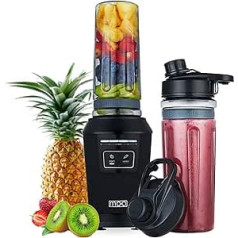 MOA Blender - Mixer to Go - Mini Mixer Blender - 2 Tritan Cups with 600 ml - Smoothie Maker - 800 W - Black - MB10B