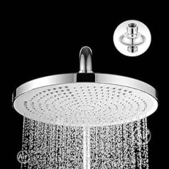 LONGHEXINA Shower Head High Pressure Rain Shower Head 10 Inch Adjustable Replacement Shower Head with Rotating Ball Round Fixed Shower Head Chrome Finish Universal Fittings