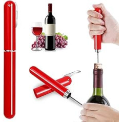 Pwsap gaisa spiediena vīna attaisāmais ar folijas griezēju, uzlabots pārnēsājams kabatas gaisa sūknis, korķviļķis 2-in-1, vīna pudeļu attaisāmais, 7s ātra pudeļu atvēršana, dāvanas vīna cienītājiem, sarkans