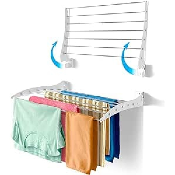 Step Up - Vertical Clothes Airer Wall Mounted Folding Clothes Airer 70cm White