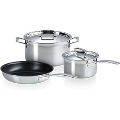 Le Creuset 3-daļīgs virtuves trauku komplekts no 3 slāņu nerūsējošā tērauda, 53808000010050