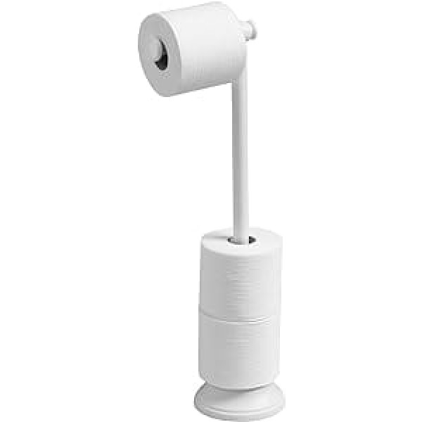 mDesign Toilet Roll Holder without Drilling - Toilet Roll Holder for Bathroom - Colour: White - Free Standing