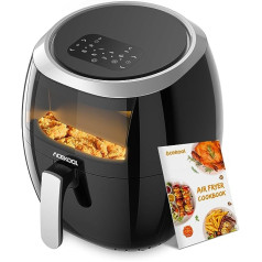 Acekool FT2 Hot Air Fryer without Oil 8L 1800W Air Fryer with Viewing Window Adjustable Temperature Control Digital LED Touch Screen 8 Programmes Recipes & Easy Cleaning