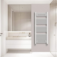 WarmeHaus White Straight Heated Radiator Ladder 1500mm x 600mm Central Radiator for Bathroom Kitchen