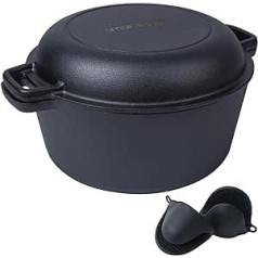 Cast Iron Pans and Pots for Grill, Induction, etc. Plus Silicone Oven Gloves