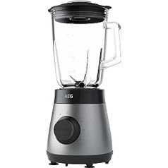 AEG TB4-1-6ST Blender / 5 Speed Settings / Pulse Function / Ice Crush / Swirl Effect / Rotary Control / 4-Blade Stainless Steel Knife / 1.5 L Glass Jug / Dishwasher Safe / Silver/Black