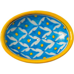 Hand painted light blue ceramic soap dish with Holes for Drainage 13 x 9.5 x 2 cm