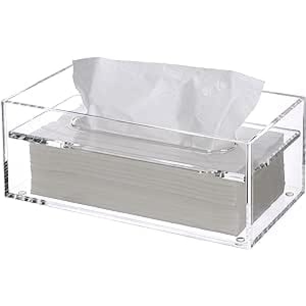 SANRUI Acrylic Tissue Box, Transparent Cosmetic Tissue Box, Tissue Box for Dining Room, Bathroom, Bedroom, Car, Office, Cosmetic Tissues