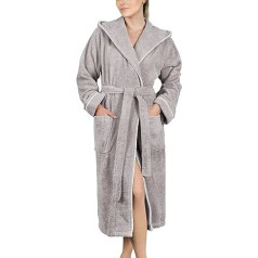 LAYNENBURG Women's Terry Towelling Bathrobe - Hood - Long - 100% Cotton (360 g/m²) - Oeko-Tex Standard 100 - Size S, M, L, XL, XXL, 3XL