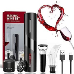 Electric Corkscrew Rechargeable 6 in 1 Wireless Automatic Bottle Opener Foil Cutter USB Charger Pourer Vacuum Seal for Christmas Wine Lovers Gift