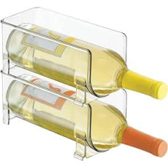 mDesign komplekts ar 2 pudeļu statīviem — saliekama vīna pudeļu un citu dzērienu glabātuve — moderns plastmasas vīna plaukts, katrā ir 1 pudele — caurspīdīgs