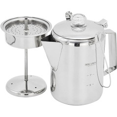 1.2L Outdoor 9 Cups Stainless Steel Percolator Coffee Pot Coffee Maker for Camping Home Kitchen