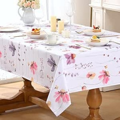 Alishomtll Ink Flowers galdauts, pavasara un vasaras dārza galdauts, āra ūdensizturīgi mazgājami galdauti, virtuve, viesistaba, poliestera galda veļa, piknika ballīšu dekorēšana, 140 x 200 cm