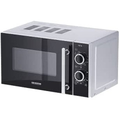 SEVERIN MW 7771 2-in-1 Microwave with Grill 700 W, Grill Oven with 9 Automatic Programmes, Microwave with Cooking Grate and Turntable, Silver/Black