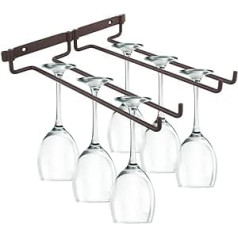 Jenngaoo Wine Glass Holder, Glass Rail, Double Row Glass Holder Made of Chrome-Plated Metal, Wine Bowl Rack, Glass Hanger, Glass Holder, Wine Glass Holder, 27 x 24 x 4 cm / 10.6 x 9.4 x 1.6 inches