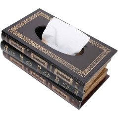 Fdit Tissue Box Holders Retro Book Wooden Tissue Holder Book Tissue Box with Large Capacity Napkin Box Holder Dispenser for Home Office Car Tissue Cover