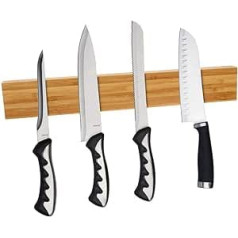Amasawa Magnetic Knife Holder, Solid Bamboo Wood Wall Hanging Knife Blade for Multipurpose Use as Knife Magnet, Knife Rack, Magnetic Storage Bag, 16 Inches