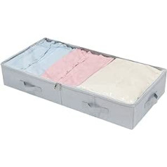 Underbed Storage Baskets with Clear Cover, Multiple Handles and Lockable Zipper, Underbed, Bench, Sofa, RV, Etc (Light Grey)