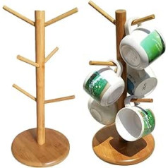 SUNOYA 2 x Cup Holder, Wooden Cup Holder, Cup Rack Shelf, Tree Cup Holder, Coffee Cup Holder, Wooden Cup Rack for the Kitchen, Tea Cup, Cup Holder Cup Tower