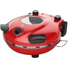 Klaif Electric Pizza Maker, 420℃, 1200 Watt, 5 Separate Temperature Levels, Flame Resistant Stone Plate 1200W 31cm, Red