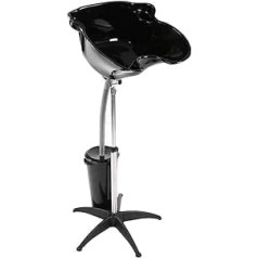 Gototop Height Adjustable Hairdresser Wash Basin Mobile Reverse Wash Basin Hair Sink for Home and Barber Shop, Black (Shape 1, 51 x 51 x 31.5 cm)