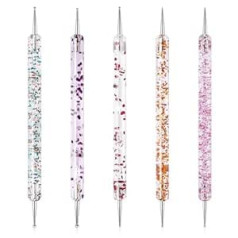 ‎Mozeat Lens 5PCS Dotting Tools Set Dotting Painting Pen Polish Carving Tool UV Gel Painting DIY Design Nail Art 2 Way Dotting Pen Tool Nagu dizaina Punktēšanas rīks gēla lakas dekorēšanai