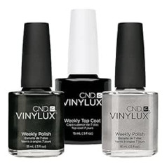 CND Vinylux Overtly Onyx Plus Silver Chrome Plus Top Coat 15 ml, Pack of 1 (1 x 45 ml)