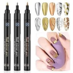 ‎Kalolary 3 Colour 3D Nail Art Pens Set, Kalolary Nail Polish Pens Nail Point Graffiti Point Tips Drawing Painting Liner Brush for DIY Nail Art Beauty Adorn Manicure Tools