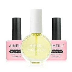 Aimeili Gel Base Coat un Top Coat nagu kopšanas eļļas komplekts, 15 ml No Wipe Top Coat Base Coat kutikulas eļļa nagu eļļas kopšana nagiem un kutikulām