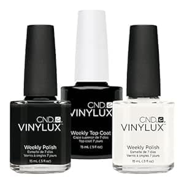 CND VINYLUX BLACK POOL + Cream Puff + Top Coat 15 ml (45 ml)